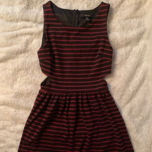 Forever 21 Red and Black Striped Cut Out Dress